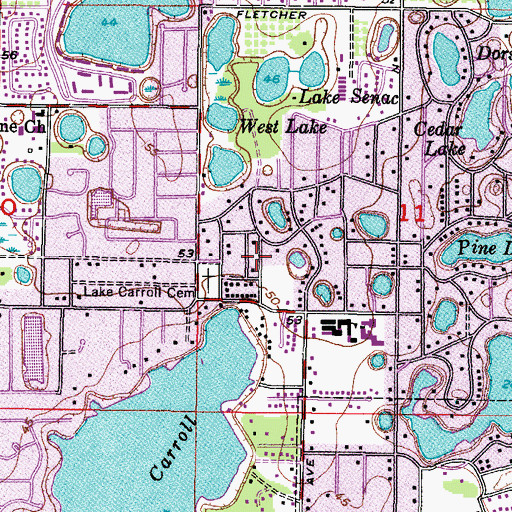 Topographic Map of Lake Carroll Baptist Church, FL