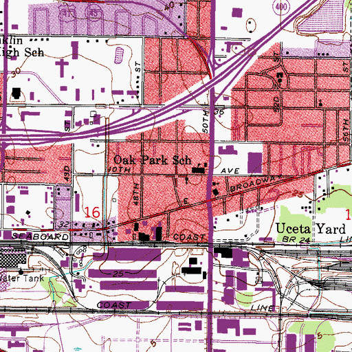 Topographic Map of Temple Heights Baptist Church, FL