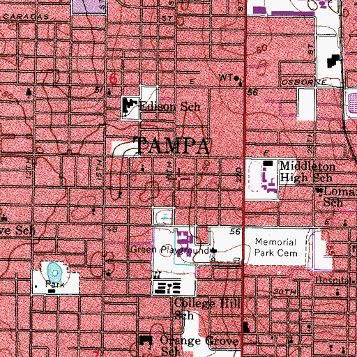 Topographic Map of Primera Iglesia Bautista, FL