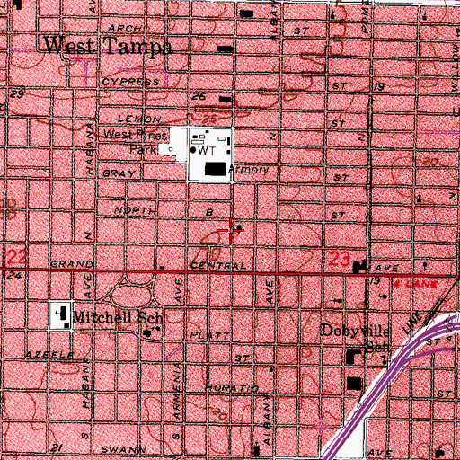 Topographic Map of Saint Johns Baptist Church, FL