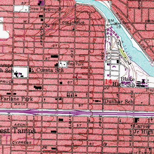 Topographic Map of Emmanuel Missionary Baptist Church, FL