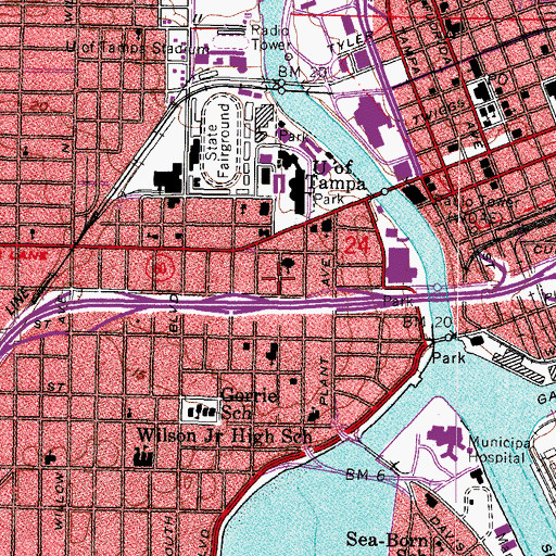 Topographic Map of Central Avenue Baptist Church, FL