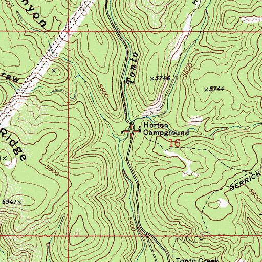 Topographic Map of Horton Campground, AZ