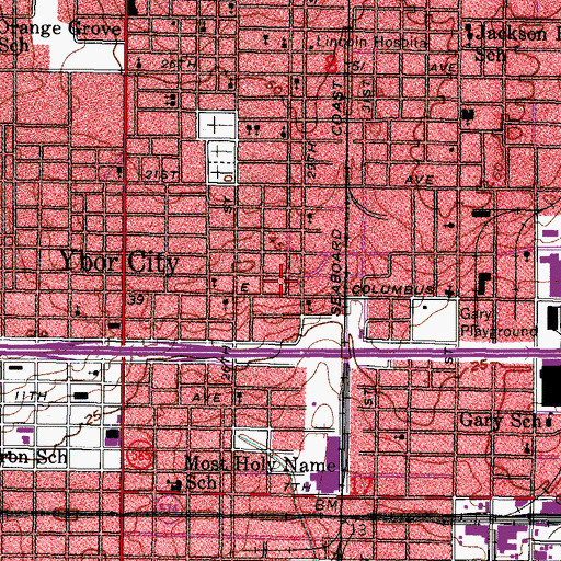 Topographic Map of Beulah Baptist Church, FL