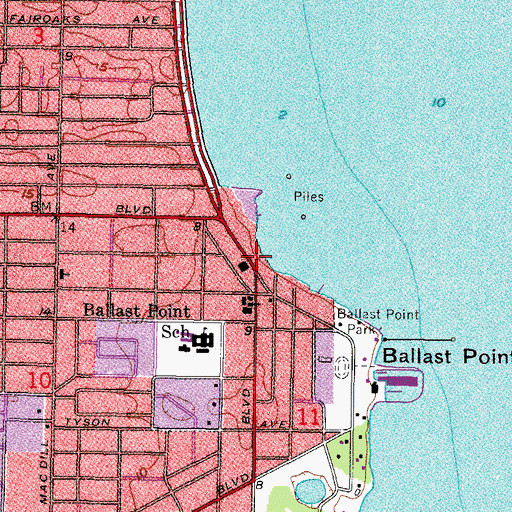 Topographic Map of Ballast Point Baptist Church, FL