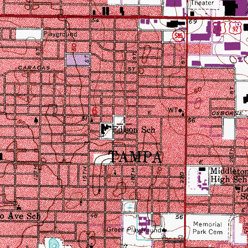 Topographic Map of Temple Terrace First Assembly of God Church, FL