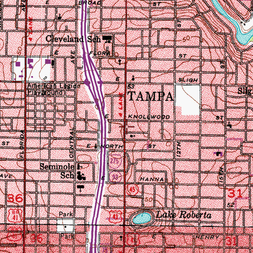 Topographic Map of All Saints Lutheran Church, FL