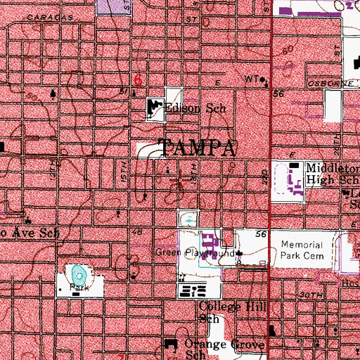 Topographic Map of Iglesia Missionera Asamblea de Dios, FL