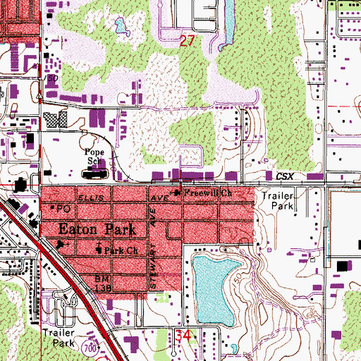 Topographic Map of United American Freewill Baptist Church, FL