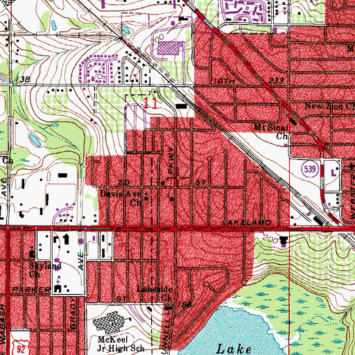 Topographic Map of Crestview Baptist Church, FL