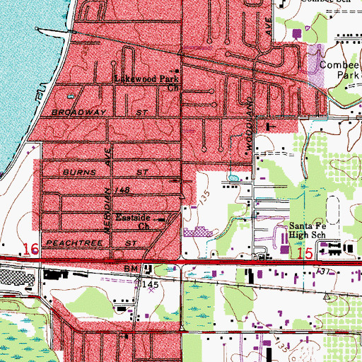 Topographic Map of Saint Anthonys Catholic Church, FL