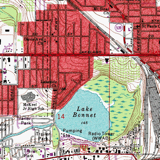 Topographic Map of Lakeside Church of the Nazarene, FL
