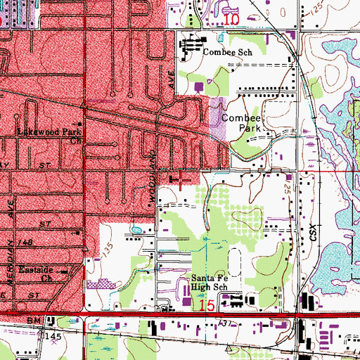Topographic Map of Christ Memorial Baptist Church, FL