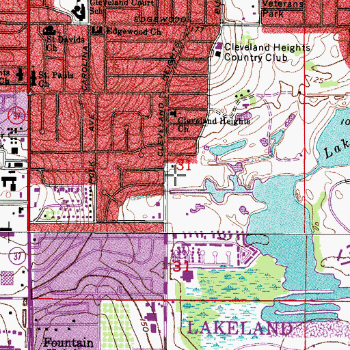 Topographic Map of First Baptist Institutional Church, FL
