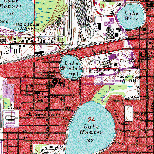 Topographic Map of Mount Olive Missionary Baptist Church, FL