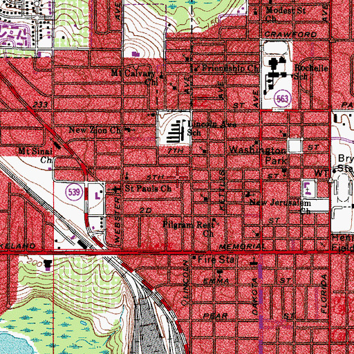 Topographic Map of Pilgrim Rest United American Freewill Church, FL