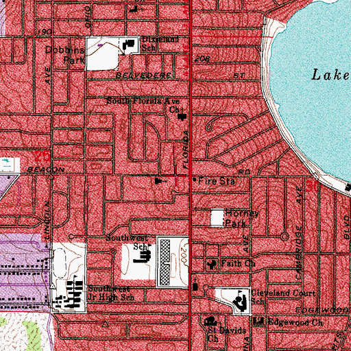 Topographic Map of Medulla Assembly of God Church, FL