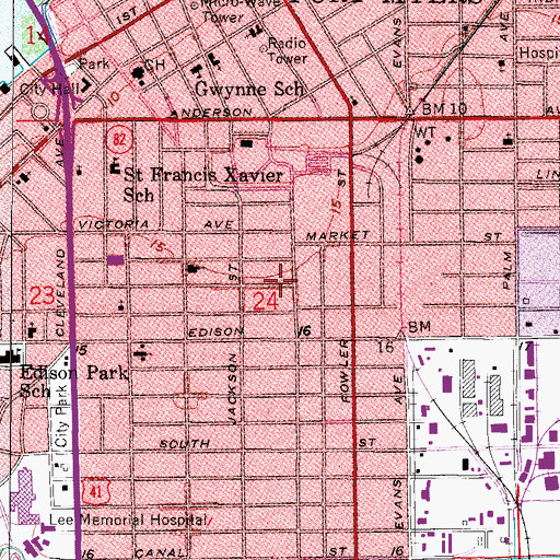 Topographic Map of Central United Methodist Church, FL
