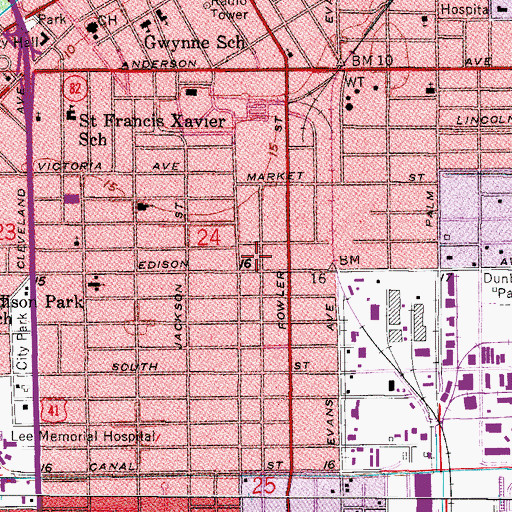 Topographic Map of Central Baptist Church, FL