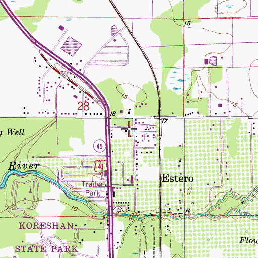 Topographic Map of Estero United Methodist Church, FL