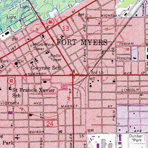 Topographic Map of Zion Lutheran Church, FL