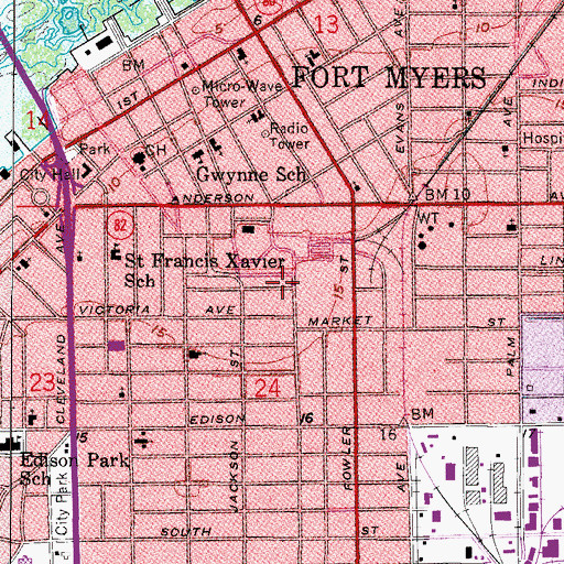 Topographic Map of Unitarian Universalist Church of Fort Myers, FL