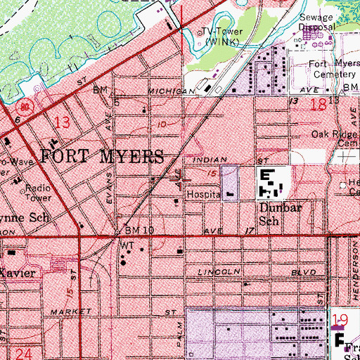 Topographic Map of Seventh Day Adventist Church-Fort Myers, FL