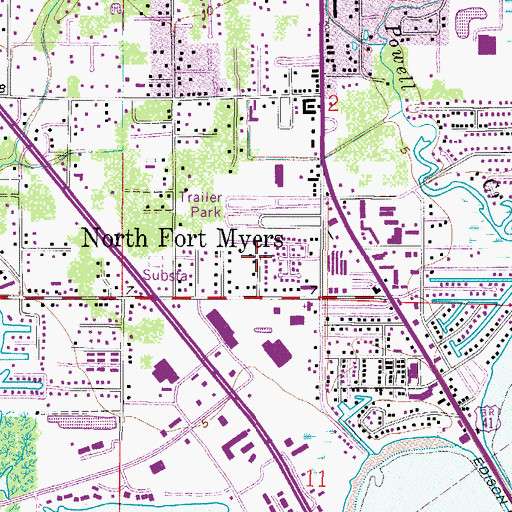 Topographic Map of First Baptist Church of North Fort Myers, FL