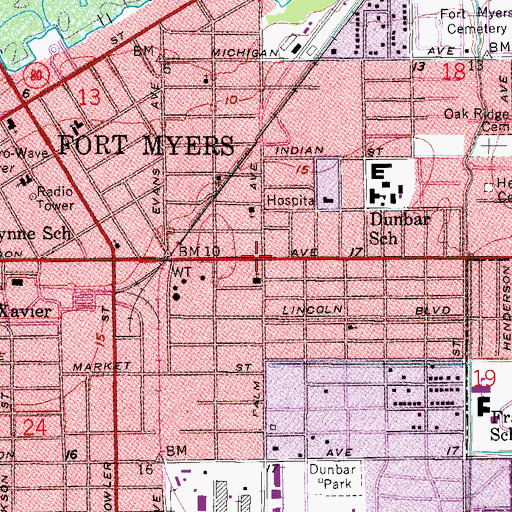 Topographic Map of Buckingham Presbyterian Church, FL