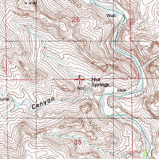 Topographic Map of Hot Springs, AZ