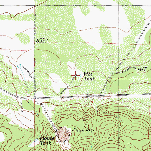 Topographic Map of Hot Tank, AZ