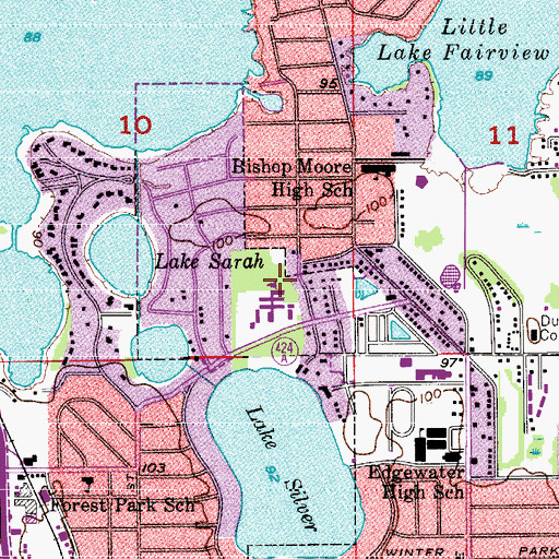 Topographic Map of Hebrew Day School of Central Florida, FL