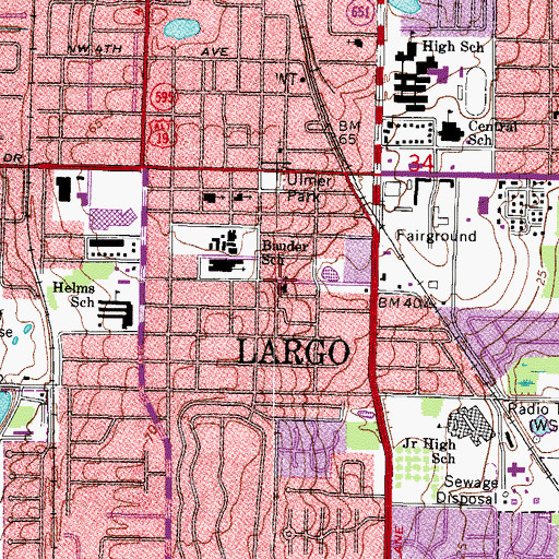 Topographic Map of Church of Christ Largo, FL