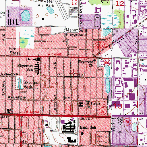 Topographic Map of Church of Christ Northeast, FL