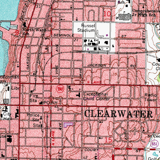 Topographic Map of First Christian Church, FL