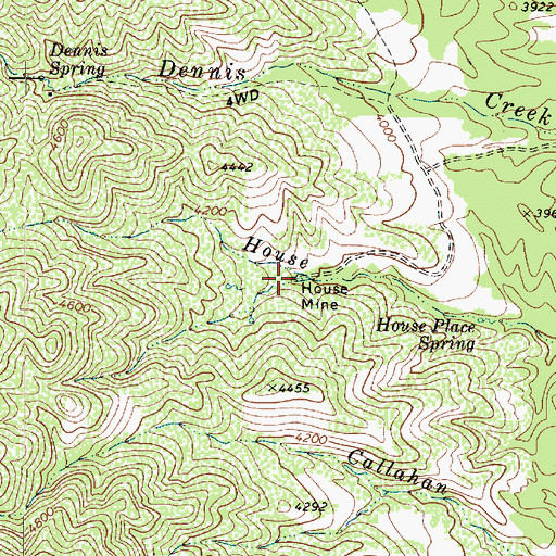 Topographic Map of House Mine, AZ