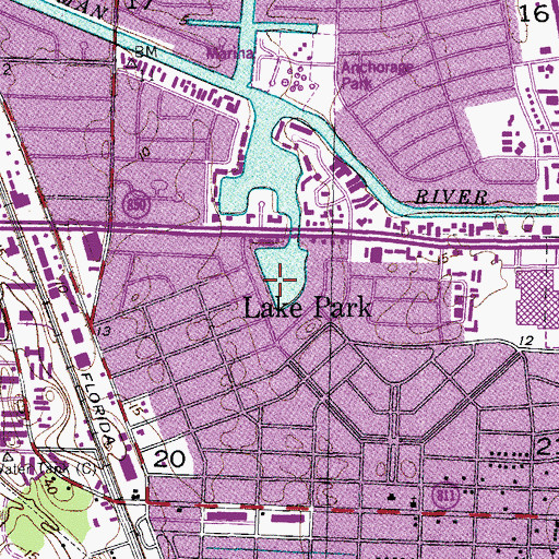 Topographic Map of First Baptist Church of Lake Park, FL