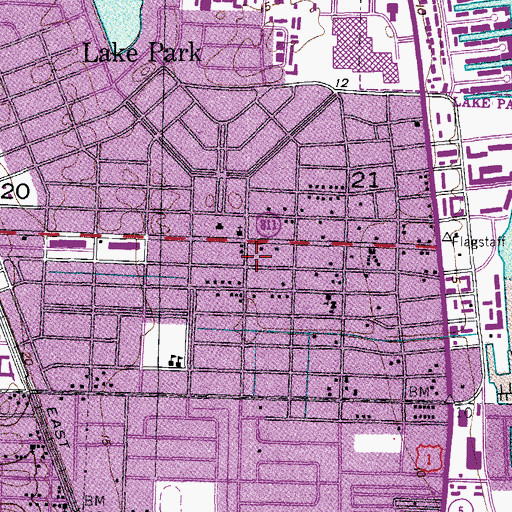 Topographic Map of Church of the Nazarene of Lake Park, FL
