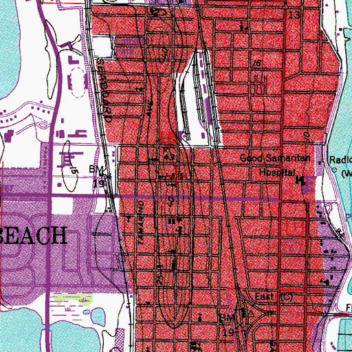 Topographic Map of Church of the Nazarene of West Palm Beach, FL