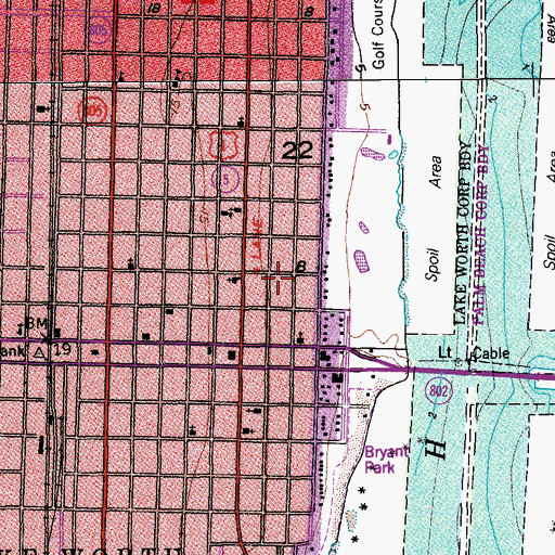 Topographic Map of Saint Peters United Methodist Church at Wellington, FL