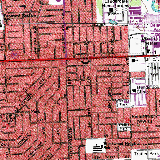Topographic Map of Broward Community Chapel, FL