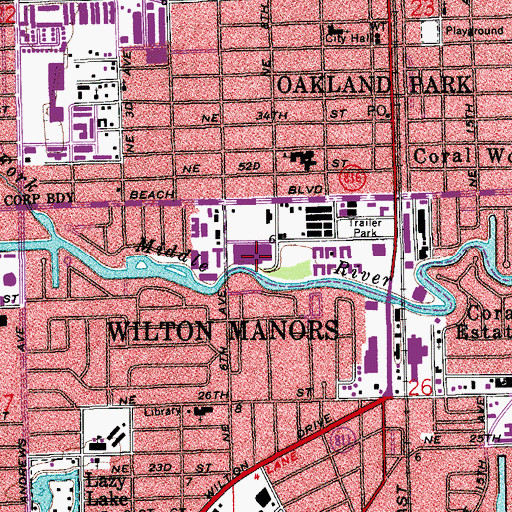 Topographic Map of Saint John the Baptist Catholic Church, FL