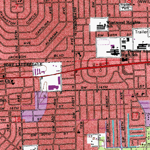 Topographic Map of West Lauderdale Baptist Church, FL