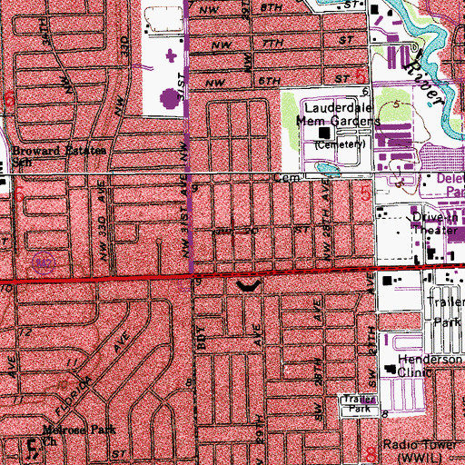 Topographic Map of First Baptist Church of Fort Lauderdale, FL
