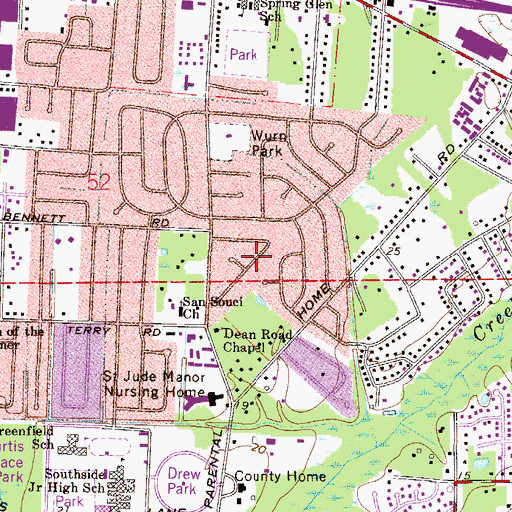 Topographic Map of Hillcrest Church of God, FL