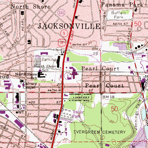 Topographic Map of Epperson Memorial United Methodist Church, FL