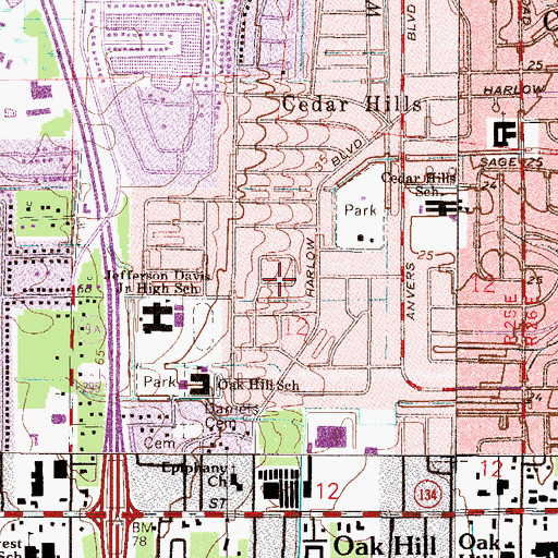 Topographic Map of Oak Hill Church of the Nazarene, FL