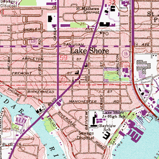 Topographic Map of Blanding Boulevard Baptist Church, FL