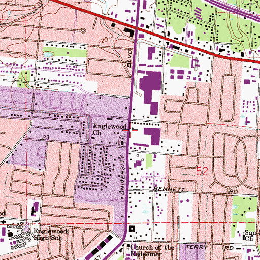 Topographic Map of University Boulevard Chapel, FL