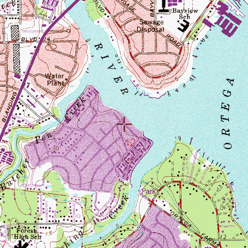 Topographic Map of Cedar Bay Baptist Church, FL